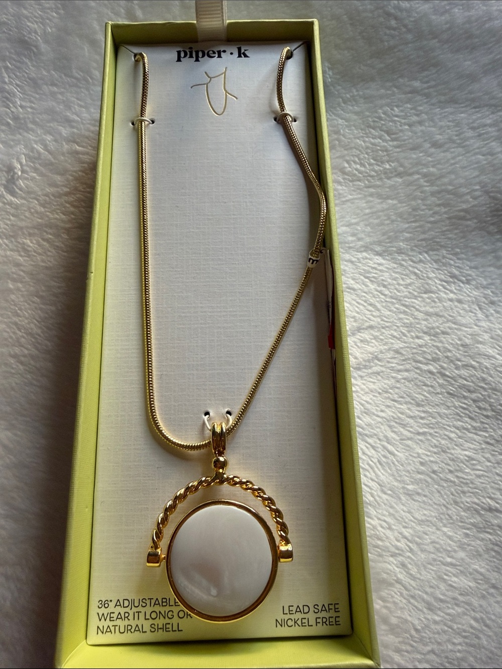Piper Gold-Tone Necklace with White Shell Disc Pendant